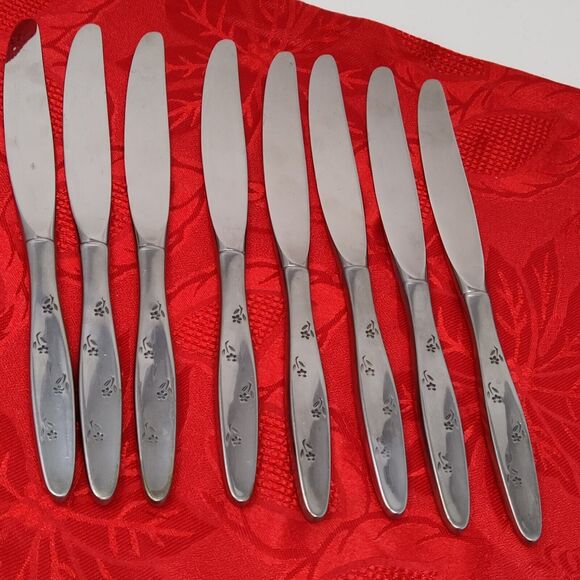 8 Stainless Steel Butter Knives Floret by Easterling Tuscan Ware Flatware 9" - Picture 2 of 12